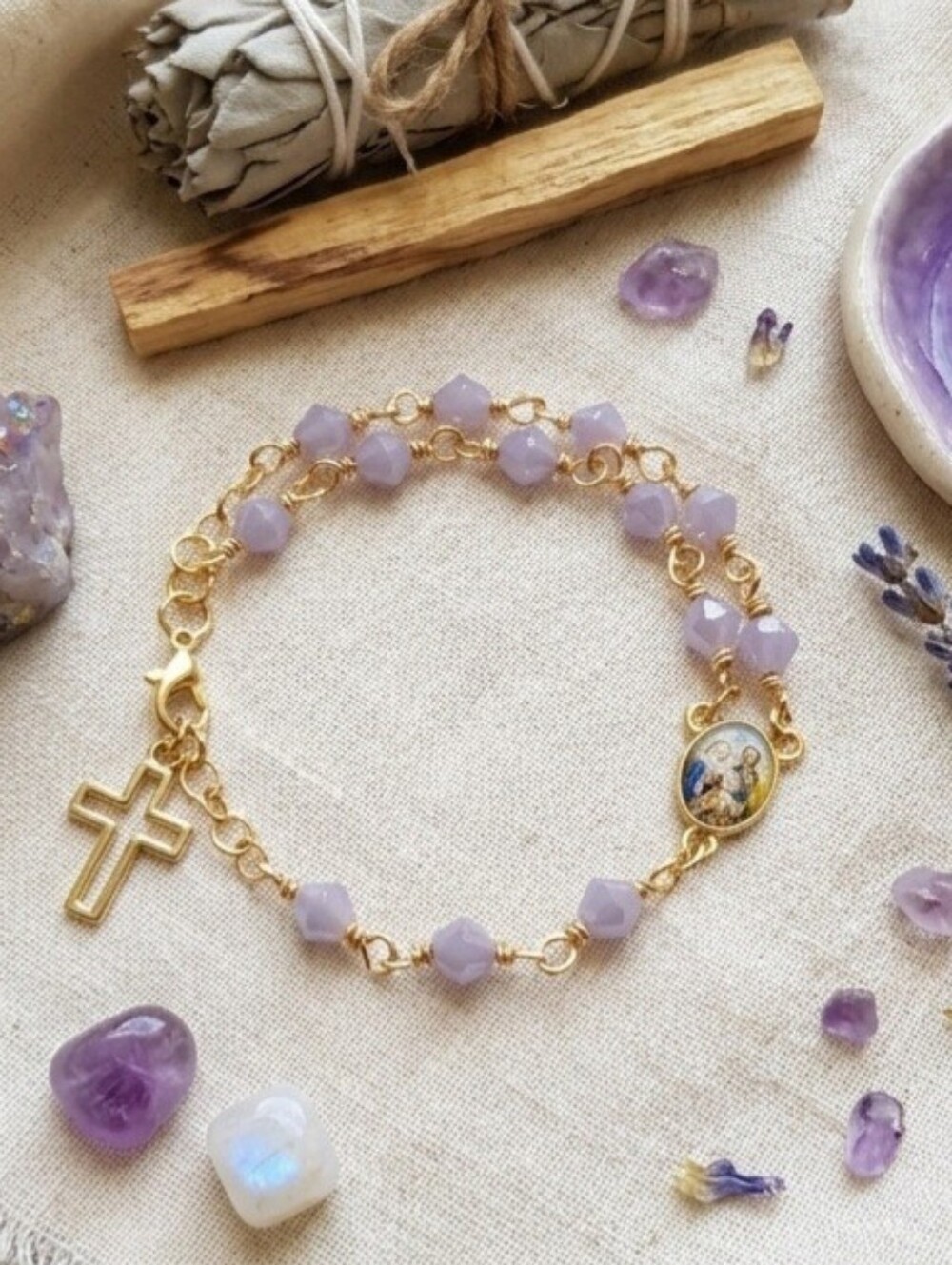AMETHYST GEMSTONE Rosary Bracelet